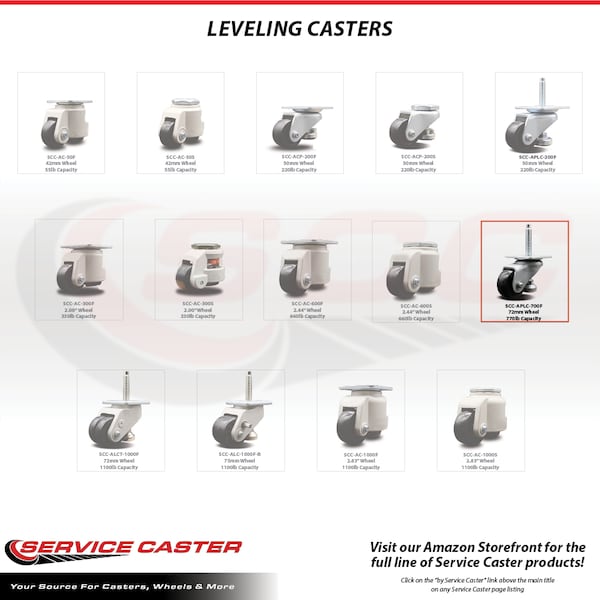 Nylon Swivel TS Caster w/2.8" Black Wheel and 16mm x 2.0mm x 138mm Stems, 4PK